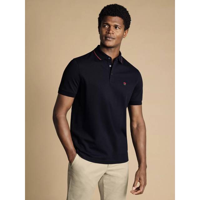 Charles Tyrwhitt Short Sleeve Stretch Cotton Polo Shirt, Navy