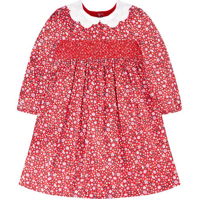 JoJo Maman Bébé Kids' Winter Blossom Dress, Red
