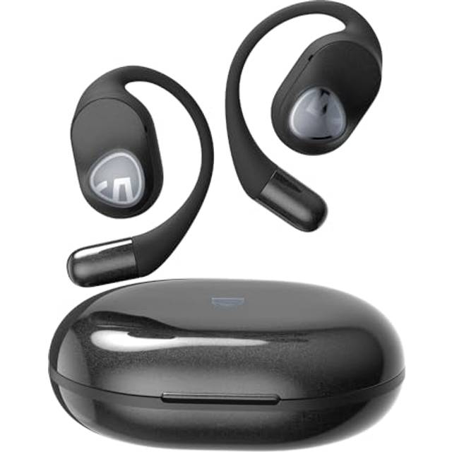 SoundPEATS GoFree2 Bluetoorh Hörlurar med öppet öra Trådlösa öronsnäckor, Hi-Res/LDAC-stöd, 16.2mm Driver Bekväm Passform för sport, 4-Mic, 35 timmars speltid, IPX5, Multipoint-anslutning(Perlschwarz)