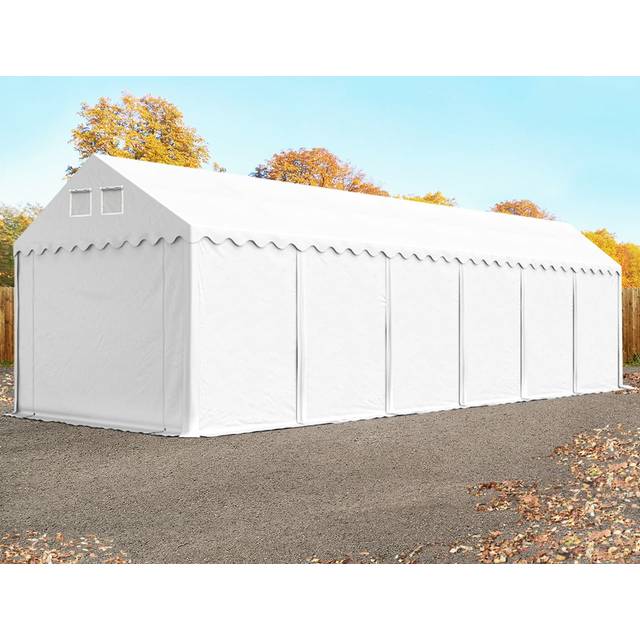Lagertält 3x12 m - 2,6 m sidohöjd, med bottenram, PVC 800 vit, inkl. hållfasthet (underlag: jord) - (57672)