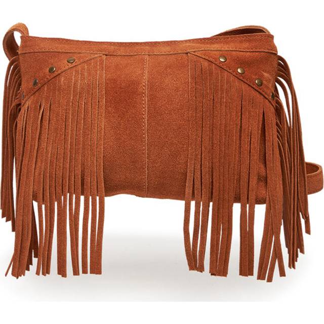 Tirana Shoulder Bag in Suede Leather - Cognac - ONE SIZE