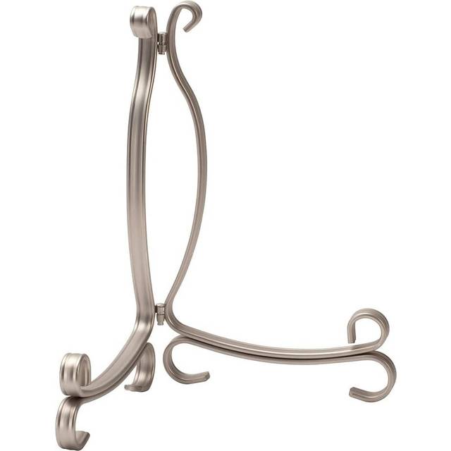 iDesign Adjustable Table Easel for Artists, Large Metal Plate Stand, Modern Easel Stand for Displaying Art and Plates, Matte Silver