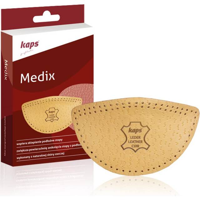 Longitudinal Arch Support Men Women - Sheep Leather Orthotic Medix Wedge Shoe Insoles Inserts with Moosgummi for Arch Support Pain Relief Pad -