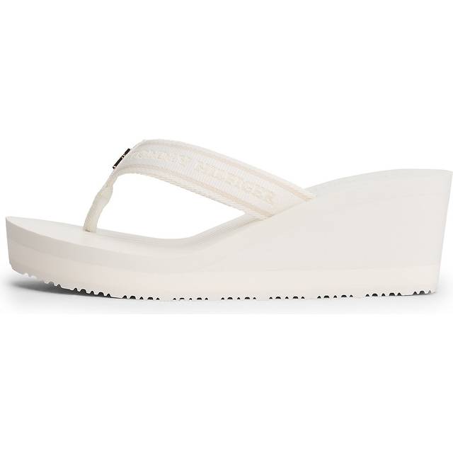 Stripe Logo Webbing Wedge Flip-Flops