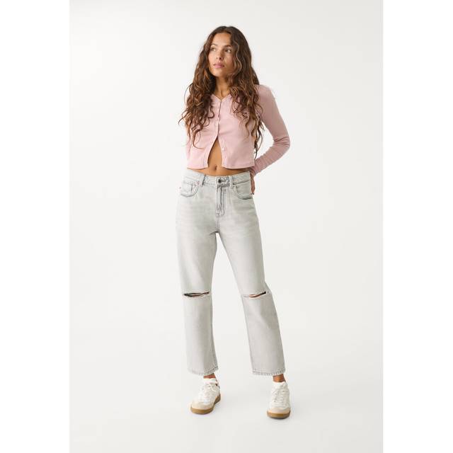 Stradivarius 1460 Mom fit jeans LIGHT GREY DENIM WASH 14