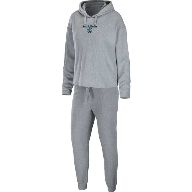 Women's WEAR by Erin Andrews Heather Gray Seattle Kraken Logo Pullover Hoodie & Pants Sleep Set