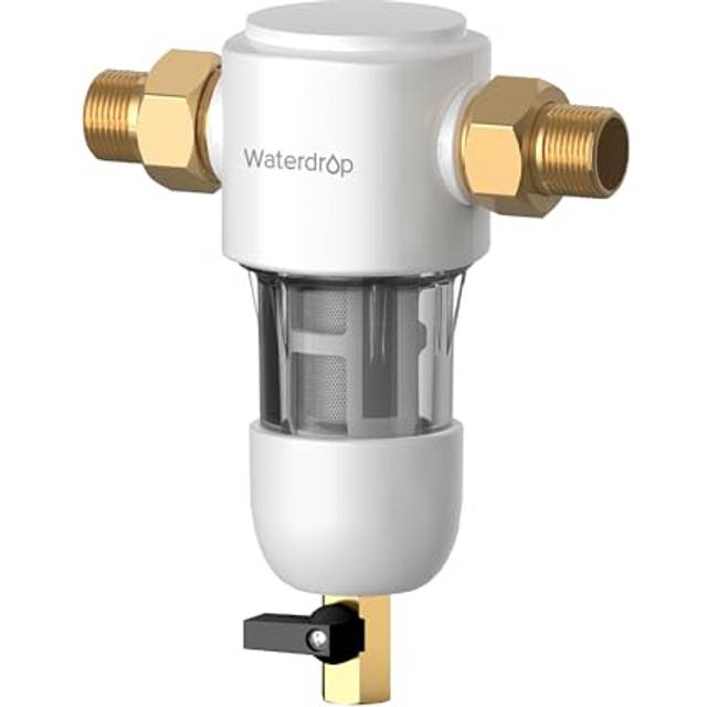 "Waterdrop Spin Down Sediment Filter, Reusable Whole House Sediment Water Filter, Flushable Pre-Filtration System for City/Well Water, 1"" + 3/4"" MNPT"