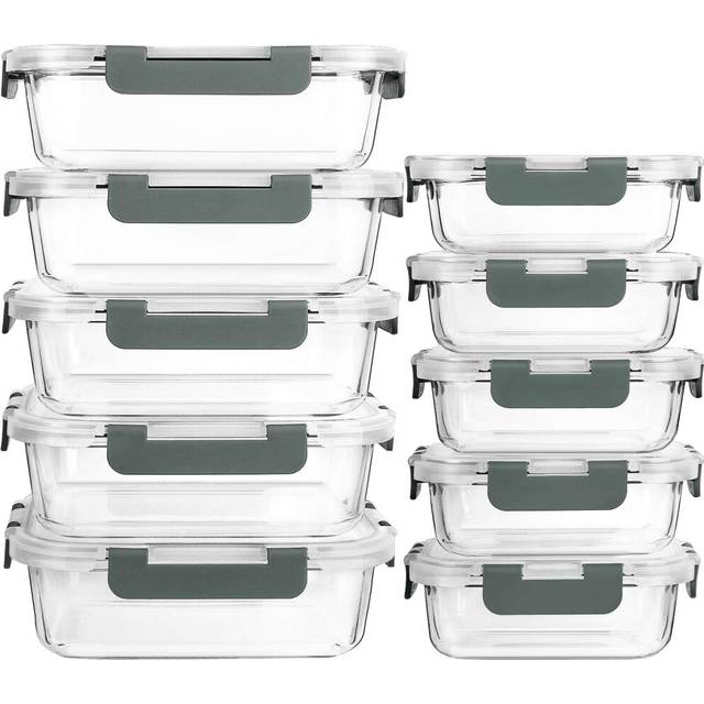 [10-Pack]Glass Meal Prep Containers -MCIRCO Food Storage Containers with Lifetime Lasting Snap Locking Lids, Airtight Lunch Containers, Microwave, Ove
