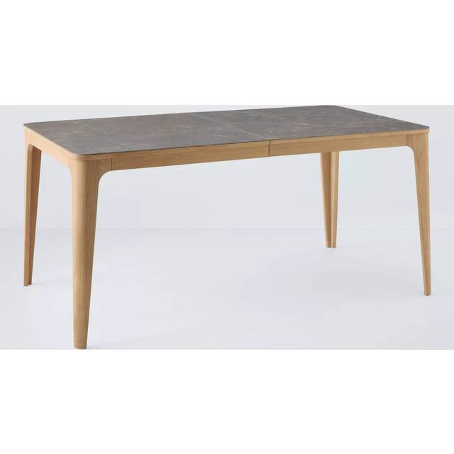 John Lewis Mira II Extending Rectangular Dining Table, Oak/Brown Ceramic