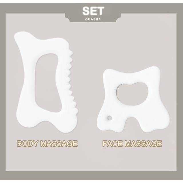(a-Set) Body Gua Sha Massager Ceramic Gua Sha Tools For body Sculpting Face slimmer Skin Tightening Scraping Board relaxation Therapy