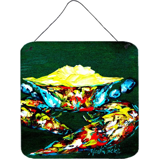 """""Caroline's Treasures Crab Mean Green Aluminum Metal Wall or Door Hanging Prints  6 x 6""""""""  Multicolor"""""