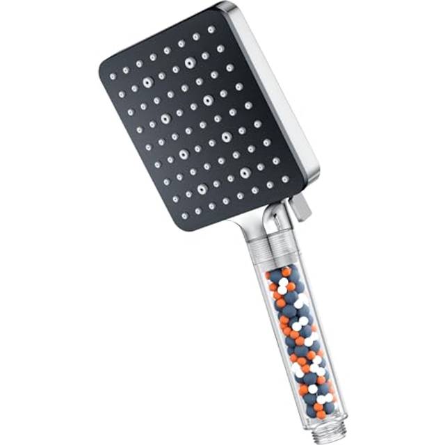 Shower Head with Filter,YEAUPE PRO Square Pure Shower,Bathroom showerhead (115 * 100mm), Shower Heads High Pressure 6 Jet Modes,Universal Powerful