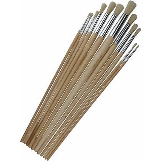 12pc artist craft brushes round head wooden handles paint brushes te582