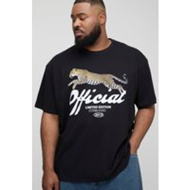 Plus Official Leopard Graphic Oversized T-Shirt - Black - 2XL