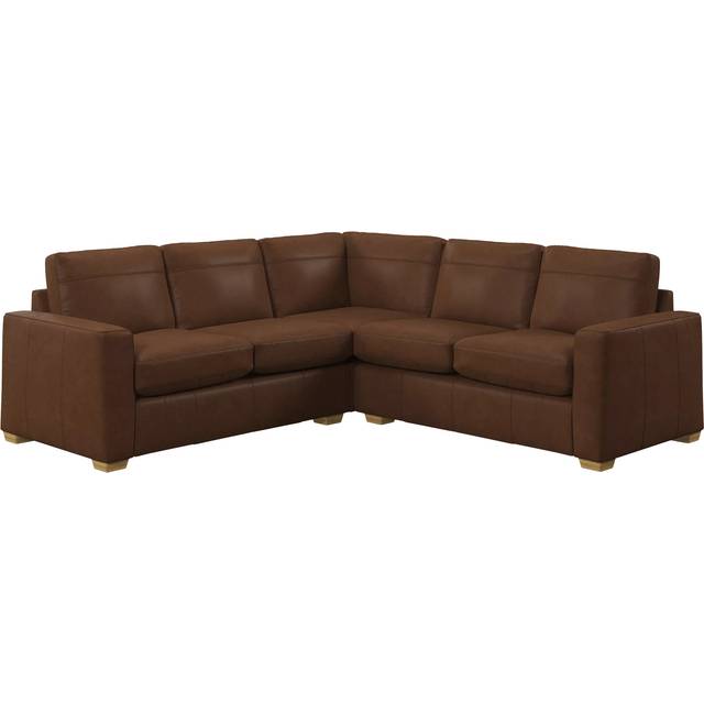 John Lewis Oliver II 5 Seater Leather Corner Sofa, Light Leg