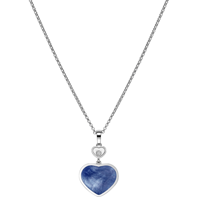 Chopard Happy Hearts 18ct White Gold Mother Of Pearl 0.05ct Diamond Necklace