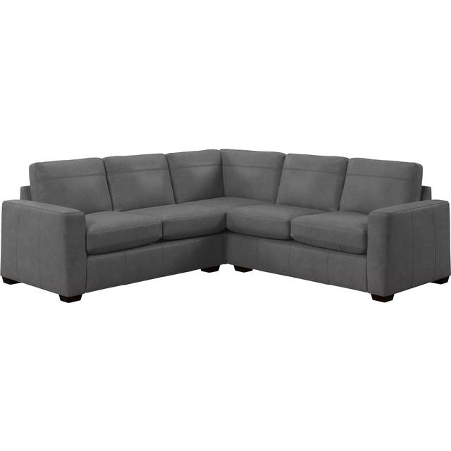 John Lewis Oliver II 5 Seater Leather Corner Sofa, Dark Leg