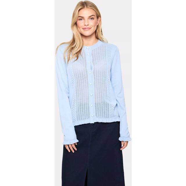 Saint Tropez Ilona Pointelle Cardigan, Chambray Blue