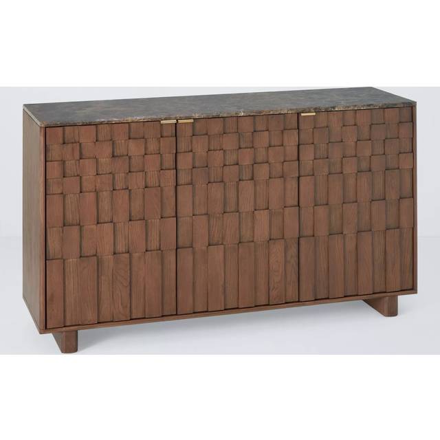 John Lewis Check Marble Top 3 Door Sideboard, Dark Brown
