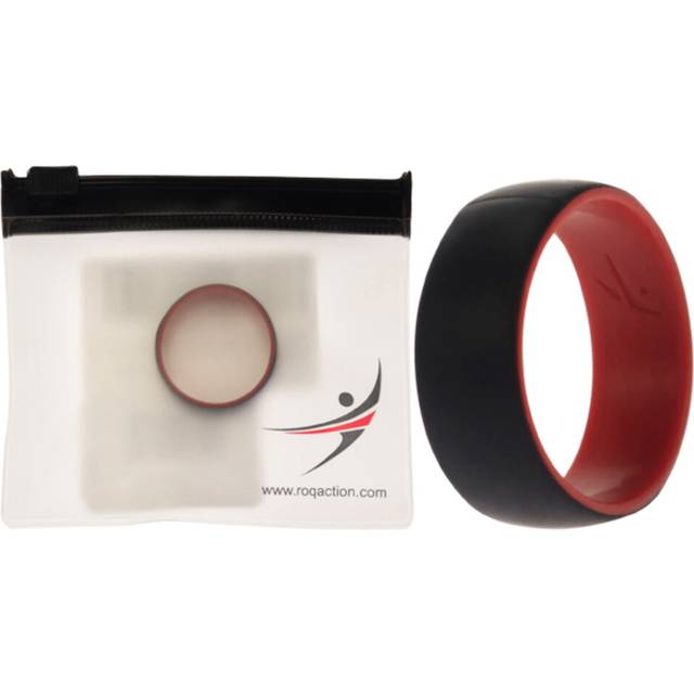 Silicone Wedding 2Layer Dome Ring - Red-Black by ROQ for Men - 14 mm R