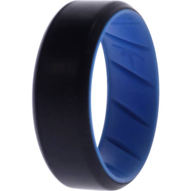 Silicone Wedding BR 8mm Edge Ring - Light-Blue-Black by ROQ for Men -