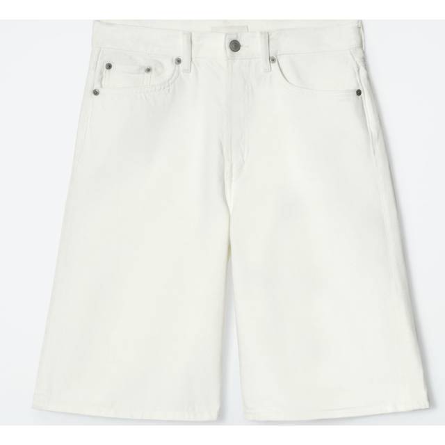 Longline Denim Shorts - White - 26