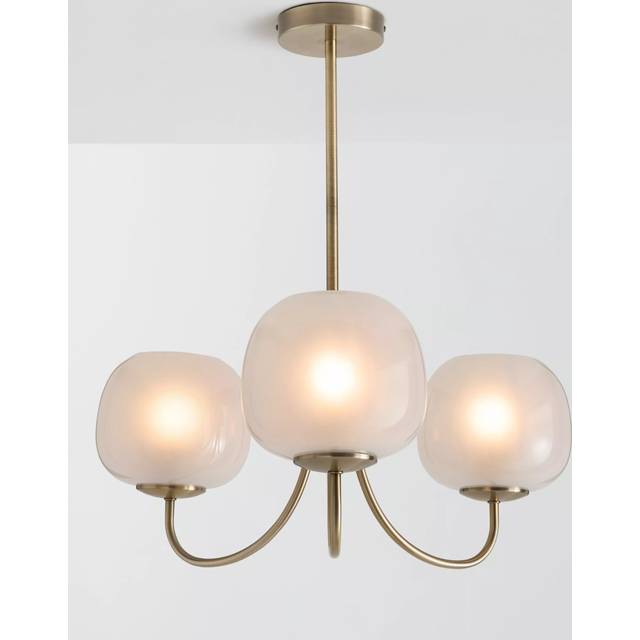 John Lewis Magnolia Triple Light Ceiling Chandelier, Antique Brass