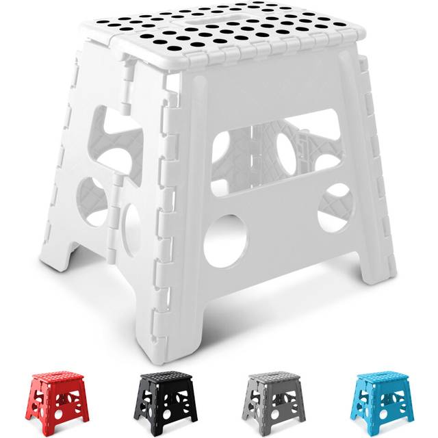 (13 Inch, White) KEPLIN Folding Step Stool Non.Slip Foldable stool