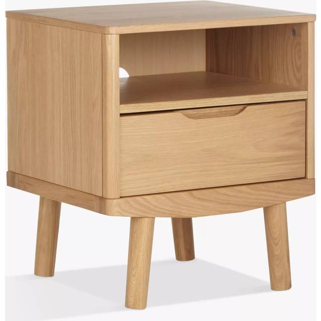 John Lewis Bow 1 Drawer Bedside Table, Natural