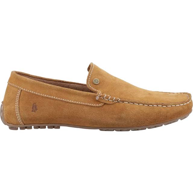 (Brown, 8 (Adults')) Hush Puppies Ralph Suede Leather Men's Tan Loafers