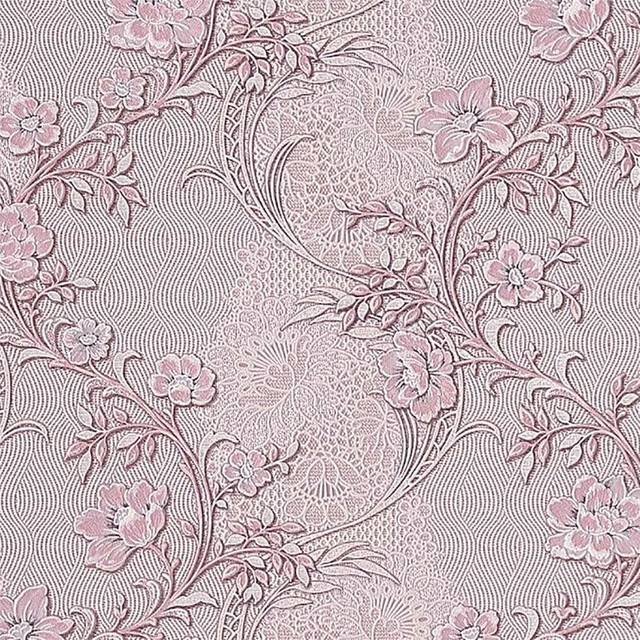 Comfort Textured Wallpaper Pink Flowers Vines Retro Classic Paste The Wall Paper