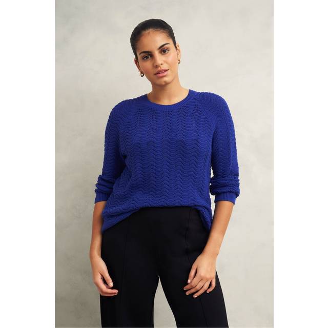 Lulu Chevron Knit Sweater - COBALT BLUE - British label Hobbs was established in Hampstead in 1981, over the decades it has evolved from a small shoe label into a brand devoted to creating timeless pieces. The label’s collections feature a range of styles from everyday basics to sleek tailored pieces ideal for your workwear edit that will stand the test of time.