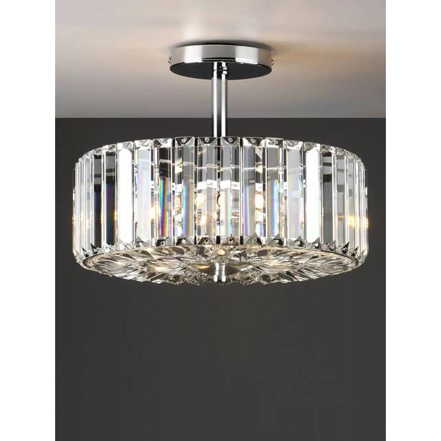 Laura Ashley Fernhurst Crystal Semi-Flush Ceiling Light, Clear/Polished Chrome