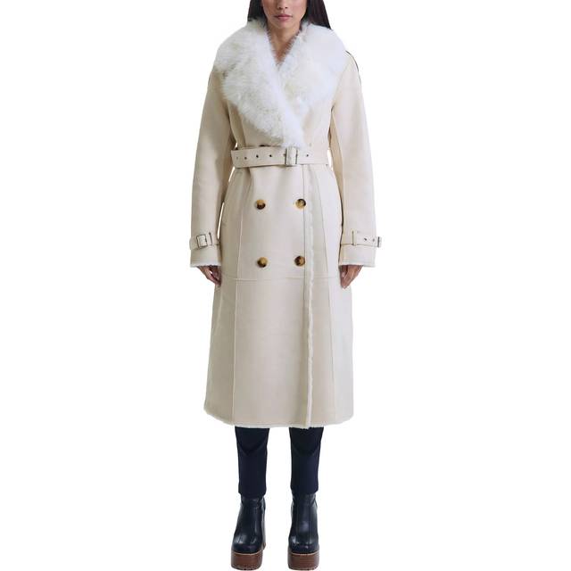 Faux Fur Suede Beige Coat - 14