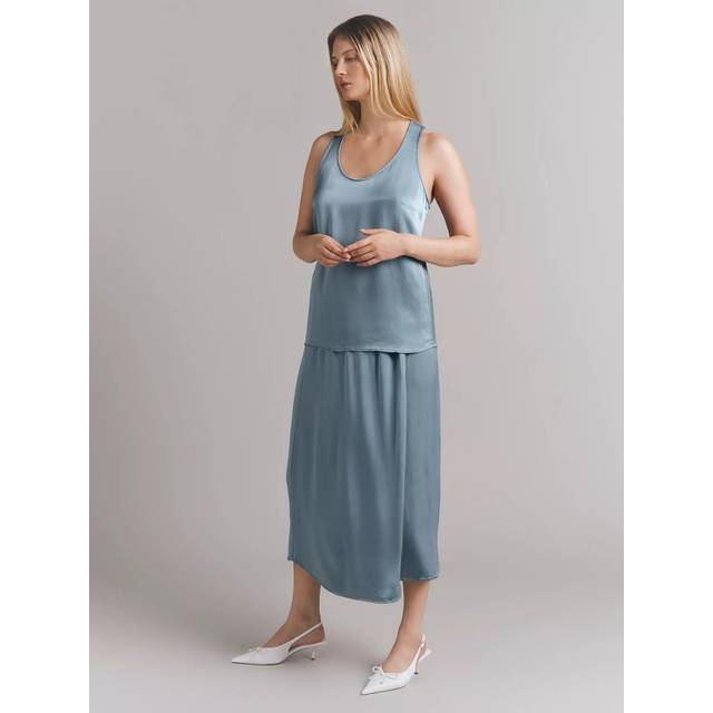 Ghost Aleya Faux Wrap Satin Midi Skirt