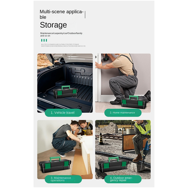 10 Inch Tool Box Plastic Storage with Handle for Carpentry and Electrician Repair Portable