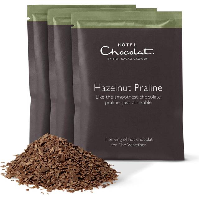 Hotel Chocolat Hazelnut Praline Hot Chocolate Sachets - Luxury Chocolate Flakes - Pack of 20 Single-Serve Sachets, 700g - Made To Pair With The