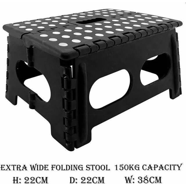 Extra wide step stool folding plastic multi purpose anti slip grip easy storage