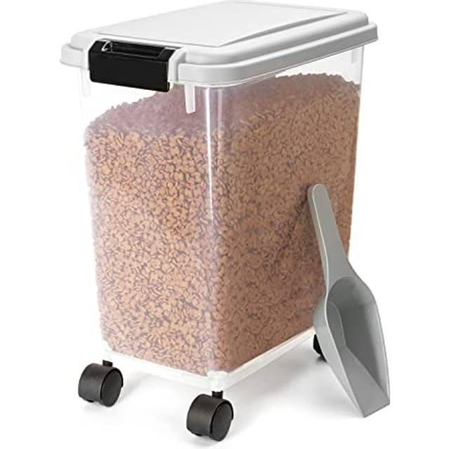 Dog Food Storage, 20L/7.5KG Airtight Pet Food Storage Container with Wheels and Measuring Scoop, Safe & Eco, Flip-Up Lid Dog Cat Animal Dry Food Seed