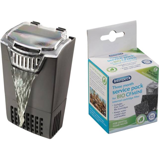 Interpet Internal Aquarium Fish Tank Cartridge Filter, CF Mini, Cleans Water, for Coldwater & Tropical Aquariums 12-35 Litres & 3 Month Service Pack f