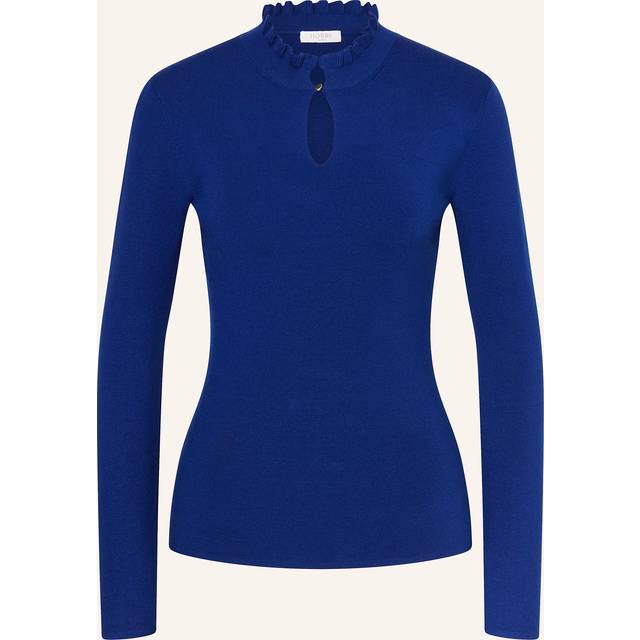 Hobbs Cecilia Ruffle Neck Jumper, Cobalt Blue