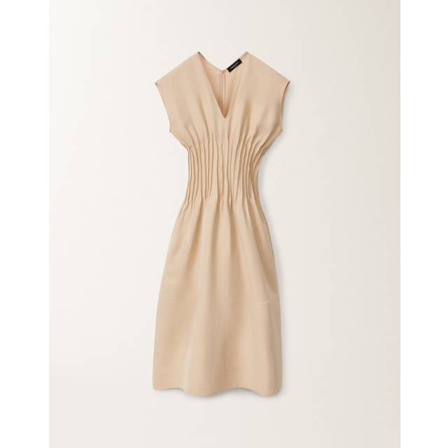 Beige V-Neck Sleeveless Dress