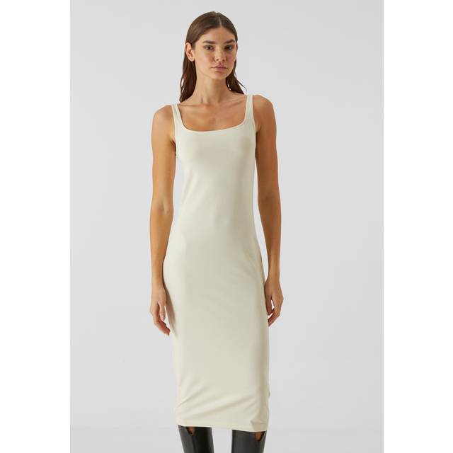 Dress Urban Classics Ladies Basic Long Cotton Jersey Dress Whitesand XS (XS)