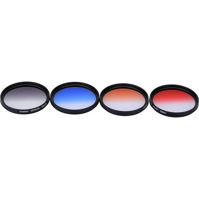 Andoer Professional 55mm GND Graduated Filter Set GND4(0.6) Gray Blue Orange Red Graduated Neutral 55 mm