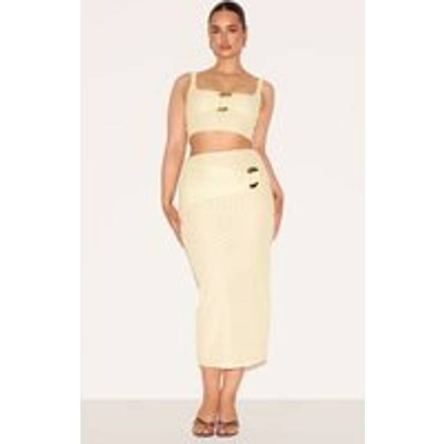 Shape Lemon Textured Gold Hammered Ring Midaxi Skirt, Lemon - 6