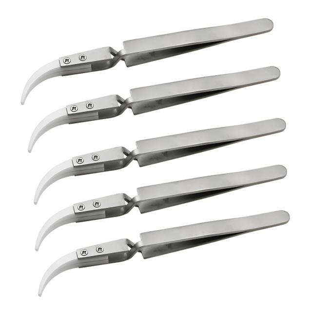5PCS Ceramic Tip Electronic Soldering Tweezers,Anti-Static Reverse Acid Resistant Precision Chuck Tweezers-A