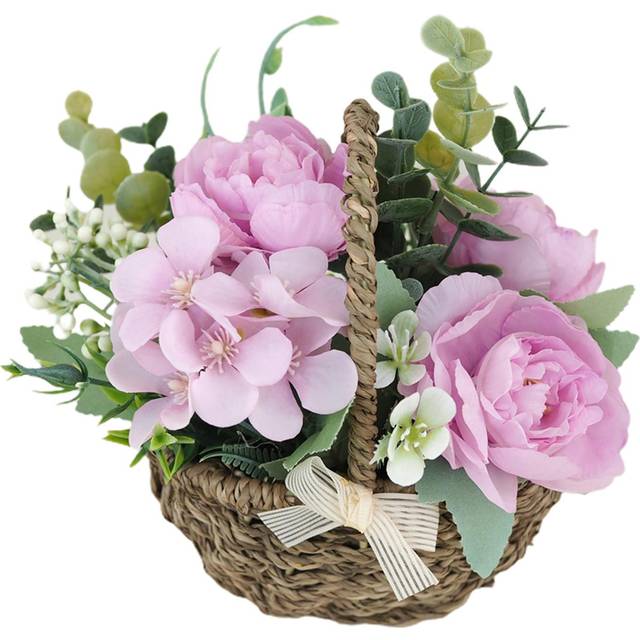 Artificial Flower Potted Lifelike Vivid Decorative Fake Faux Flowers Potted for Office Bathroom