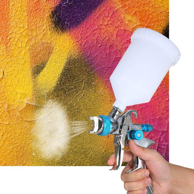 Spray Gun Gravity Feed Paint Sprayer with 600ml Cup 1.4mm Nozzle for silver