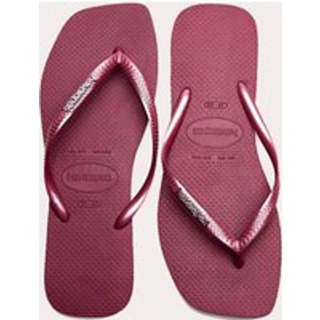 Burgundy Havaianas Slim Square Logo Flip Flops, Red - 35/36