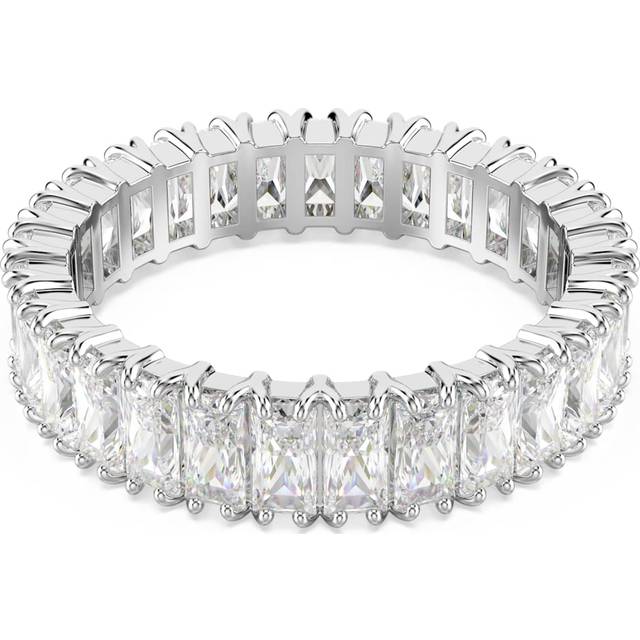 Matrix ring, Baguette cut, White, Silver-tone finish - 60